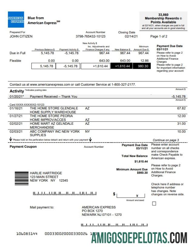 Modelo EUA Nova York American Express Blue